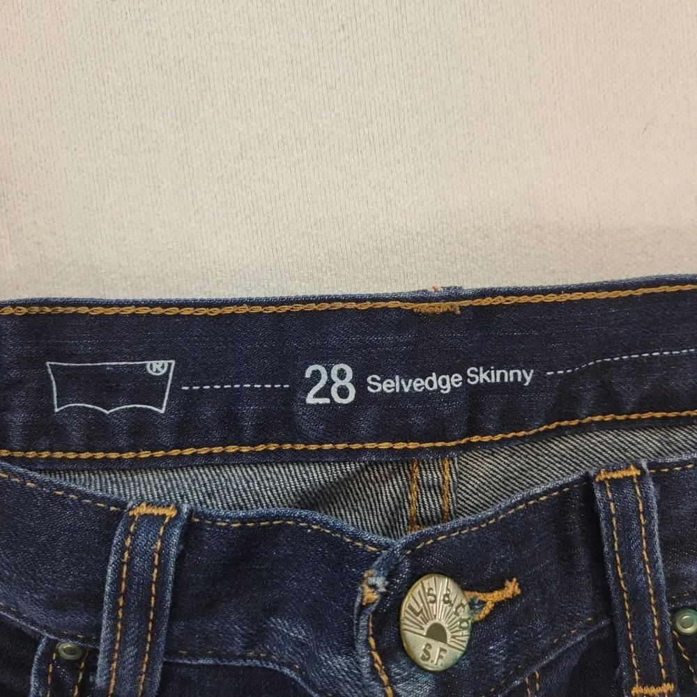 Levi's Skinny Jeans Mens 28x31 Blue Selvedge Dark Wash Denim‎